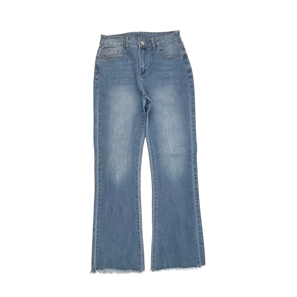 Unbranded Bootcut Raw Hem Women's size M Medium‎ Wash Blue Denim Jeans